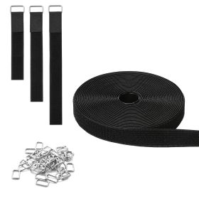 Cable Ties, 393.7-Inch Adjustable Hook and Loop Straps with 50 Metal Buckles, Reusable Velcro Cords Straps, Cut-to-Length Wire Strap