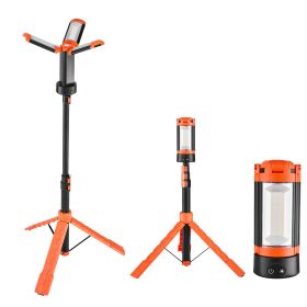 LED Work Light with Stand, 10Ah, Rechargeable Cordless Camping Light, with 3 Lamp Heads, Detachable Tripod Stand, 2200 Lumens 3000K-6500K Dimmabl