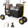 Beach Fishing Cart, 300 lbs Load Capacity, Foldable Fishing Cart with Heavy-Duty Carbon Steel Frame, 11-Inch All-Terrain Tires, 8 Rod Holders, Strap,