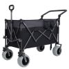 Multi-Functional Push-Pull Folding Wagon Cart with Rotating Handle & 9"x4" Beach Tires for Camping & Beach –300L XL Heavy-Duty, Large Capacity for Tr