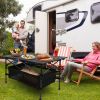 220 lbs Folding Camping Table – 30-Second Tool-Free Setup, Aluminum Roll-Top & Steel Frame, Detachable Mesh Basket, Portable Outdoor Picnic/BBQ/Beach