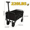 Heavy Duty Foldable Utility Wagon Cart 220 lbs Capacity Portable Collapsible Outdoor Beach Garden Trolley with 360° All Terrain Wheels Side Pockets f