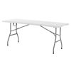Folding Table, 6 Ft Heavy Duty Portable Fold-in-Half Utility Table, Indoor Outdoor Plastic Rectangle Table with Built in Handle, for Party, Dining, W