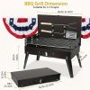 "Portable Folding Charcoal Grill – Windproof Toolbox Design with 3-Height Modes for Camping"