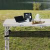 Portable Adjustable Height Folding Table with Mesh Storage Shelf – Lightweight Aluminum Camping Table, 3 Height Settings, Foldable Outdoor Picnic Tab
