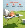 Folding Table, 6 Ft Heavy Duty Portable Fold-in-Half Utility Table, Indoor Outdoor Plastic Rectangle Table with Built in Handle, for Party, Dining, W
