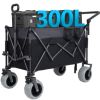 Multi-Functional Push-Pull Folding Wagon Cart with Rotating Handle & 9"x4" Beach Tires for Camping & Beach –300L XL Heavy-Duty, Large Capacity for Tr