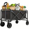 Heavy Duty Foldable Utility Wagon Cart 220 lbs Capacity Portable Collapsible Outdoor Beach Garden Trolley with 360° All Terrain Wheels Side Pockets f