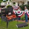 "Portable Folding Charcoal Grill – Windproof Toolbox Design with 3-Height Modes for Camping"