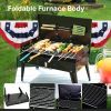 "Camping Charcoal Grill – Thickened Steel Folding BBQ with Tool Storage – Backpack Friendly"