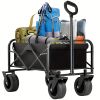 Heavy Duty Foldable Utility Wagon Cart 220 lbs Capacity Portable Collapsible Outdoor Beach Garden Trolley with 360° All Terrain Wheels Side Pockets f