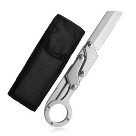 Stainless steel compact folding knife - lightweight, sharp blade, two-handed grip, durable design for outdoor survival and tactical use - the perfect (Color: Silver)