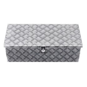 Heavy Duty Aluminum Truck Bed Tool Box, Stripes Plated Tool Box with Side Handle and Lock Keys, Storage Toolbox Chest Organizer for Trailer, Pickup, (Color: Silver, Box Size: 30x13x9.6 inch)