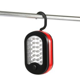 Compact Work Light 27LEDs Hang Lights Portable Magnetic Flashlight with Hook for Camping Hiking Emergency (Option: BlackRed)
